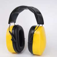 耳罩防噪音耳套降噪消音耳机睡觉学生工厂头戴式防护打呼噜送耳塞 黄色头戴式
