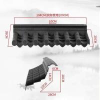单面一体带脊新中式围墙压顶院墙装饰仿古墙头合成树脂墙帽塑料瓦 单面带脊墙头瓦