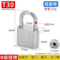 挂锁家用锁具 通开挂锁长梁短梁防水防盗仓库宿舍门小锁头 T30 30mm小号[短梁]4把钥匙