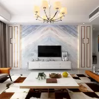蓝色客厅瓷砖背景墙微晶石装修大理石别墅卧室护墙板罗马柱蓝金沙 平面幻彩哑光/0.1平方米