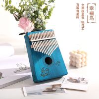 拇指琴卡林巴17音初学入门学生kalimba手指钢琴五指琴便携式乐器 [幸福鸟]圆弧+蓝色+赠品