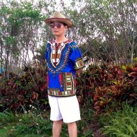 泰国衣 民族风夏季印尼旅游短袖马来西亚部落T恤非洲鼓舞表演服饰 蓝色 主图蓝色 均码