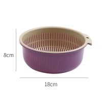 双层带盖塑料沥水篮密封水果五谷杂粮家用厨房干果收纳盒保鲜盒 圆形-小号紫色