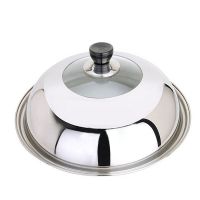 可立加高加厚不锈钢可视锅盖炒锅不锈钢钢化玻璃组合锅盖电热锅盖 加高加厚可视组合盖内径24CM