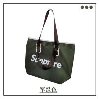 大容量旅行包女外出轻便防水行李包单肩手提袋待产超市购物托特包 军绿色 宽46高35厚13（cm）逛街上班款