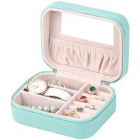 小精致珠宝首饰盒女便携公主欧式耳环耳钉戒指手饰品收纳盒大容量 马卡龙绿/平纹/中号