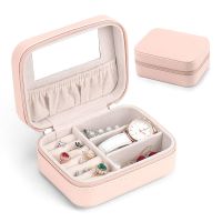 首饰盒ins风小精致手饰品戒指耳环项链大容量收纳盒欧式高档奢华 拉链盒-浪漫粉