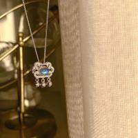 月光石平安长命锁项链女学生韩版简约ins锁骨链不掉色原宿风刻字 月光石平安锁项链[普通包装]