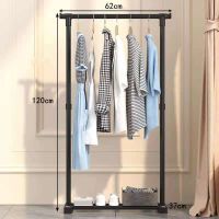 衣架落地卧室简易晾衣杆单杆式家用衣帽架晒衣架折叠室内挂衣架 经典方形 黑色60cm