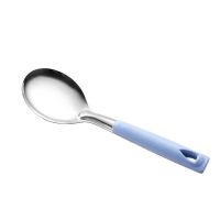 加厚不锈钢锅铲煎铲汤勺漏勺粥饭勺家用厨具炒菜铲子厨房用品套装 北欧蓝色 加厚款(饭勺)