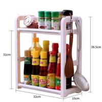 [新品加厚品质]调味料架多功能置物架落地收纳架厨房用具储物架 精简款调料架白色