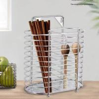 [潮州市]不锈钢筷子筒壁挂式家用免打孔置物架厨房筷笼 201不锈钢筷子筒[送贴墙挂钩]