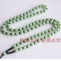 高档吊坠挂绳手工编织项链绳翡翠玉坠玉佩吊坠挂件绳子男女款 绿圆珠隔黑珠
