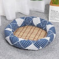 狗窝四季通用夏季凉席小型中型大型犬宠物猫窝泰迪宠物狗狗用品床 祥云图案凉席狗窝 S号直径40CM建议4斤内宠物