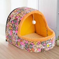 蒙古包宠物窝猫窝猫咪睡袋小狗狗窝泰迪比熊封闭式可拆洗冬季保暖 粉色小猫[普通款] 小号[单个窝 无赠品]