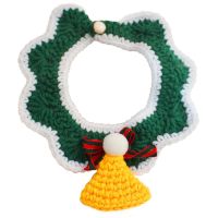 猫咪围脖手工编织项圈保暖小帽装饰圣诞围领毛线围巾可爱宠物蓝猫 圣诞主题项圈(成品) XS-超小型(约15-20cm)