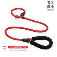 狗链子牵引绳训练防爆冲p链p绳柯基金毛拉布拉多中型大型犬牵引绳 1.2米/易牵短版/红色 S-小型犬加粗加长