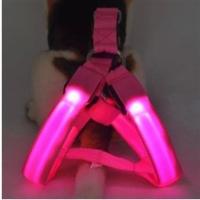 LED发光宠物胸背带狗狗胸背带宠物用品闪光夜光胸背带夜晚遛狗 粉红色 S-建议3-6斤
