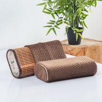 竹制藤编 夏季凉枕 护颈空心凉枕藤编颈椎枕 保健藤枕头 汗蒸枕 空心枕枕套(咖)不含枕头 32*17*8cm