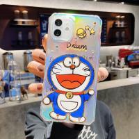 镭射叮当猫手机壳苹果12全包防摔苹果11pro透明8P潮XSMAX侧边7G/X Dream咧嘴叮当猫+镭射纸 苹果12-