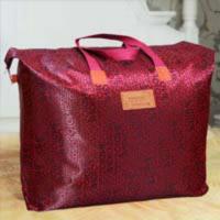 买2送一加厚大号牛津布袋婚庆被子包装袋衣服棉衣收纳袋搬家打包 酒红字母 小号1只装[买2个送一个]