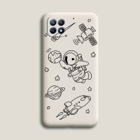 OPPOreno4se手机壳液态硅胶reno4se全包保护套潮牌软壳男女学生 reno4se[素描宇航员-古董白] [单