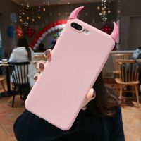 OPPO/R7/R9/R11/S恶魔角小丸子手机壳女款plus可爱支架毛绒软壳潮 粉软壳恶魔角 R9