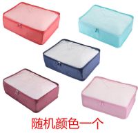出差旅游收纳袋行李箱衣物整理袋居家用品透明便携大容量单个网包 纯色随机颜色