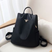 牛津布双肩包女2021女包新款女士背包百搭时尚休闲防盗帆布旅行包 黑色