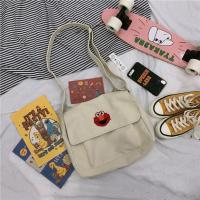 日系原宿复古可爱帆布邮差包韩国ins校园百搭少女学生上课斜挎包 芝麻街-米白色 无挂件