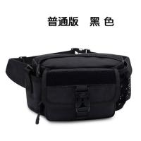 腰包男士多功能户外包登山战术大容量防水实用耐磨帆布斜挎路亚包 黑色普通版