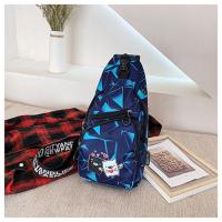 胸包女2020新款潮街头斜挎百搭休闲背包ZH升级版大容量可充电背包 三角小猪蓝