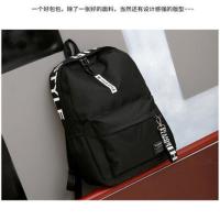 学院风韩版校园帆布背包书包女男时尚潮流青年初中高中学生双肩包 340黑配白