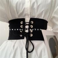 韩版弹力布松紧束腰绑带腰封女宽百搭装饰简约复古连衣裙腰带黑色 黑色