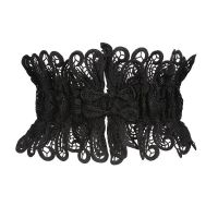 腰带女士装饰韩版百搭超宽连衣裙腰封学生弹力新款蕾丝镂空束腰带 蕾丝腰封宽15厘米(黑色)