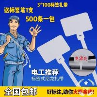 标签扎带3*100电话线网络线标识标记尼龙标签吊牌塑料封条500条装 3*100标签扎带[100条]