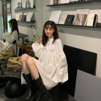 白色仙女裙夏季韩版显瘦超仙初恋泡泡袖蝴蝶结绑带荷叶花边连衣裙 白色裙 S