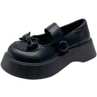 2021夏新款复古玛丽珍鞋女厚底小皮鞋交叉绑带凉鞋Chic学院风单鞋 黑色哑光 35