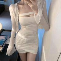 甜辣风炸街吊带连衣裙套装女夏季新款韩版防晒开衫性感包臀短裙子[8天内发货] 开衫 单件 S