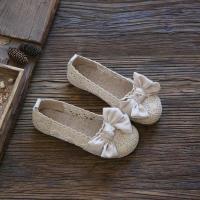 老北京布鞋2021夏季新款蝴蝶结洞洞镂空孕妇鞋豆豆鞋渔夫鞋女单鞋 米白色 标准尺码 35