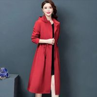 风衣女中长款2021春秋季新款时尚气质大码上衣中年妈妈装洋气外套[15天内发货] 红色 L 适合120斤内
