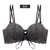 [拒绝小胸平胸]都市文胸内衣女学生韩版胸罩加厚聚拢绑带无钢圈 磨砂黑(聚拢)-单件 32/70A