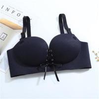 内衣套装女文胸聚拢无钢圈少女小胸薄款胸罩调整型上托防下垂加厚 格子黑(单件) 32/70A[上薄下厚]