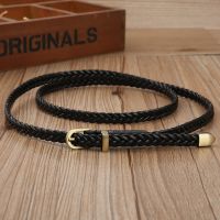 女士细腰带编织装饰时尚百搭ins风配连衣裙子毛衣短裤收腰小皮带 黑色