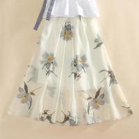 单件/衬衫+连衣裙套装夏新款收腰洋气高腰A字半身裙时尚两件套女 雪纺印花裙[单件] M 建议80-100斤