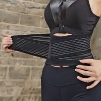 双层加压支撑条弹力绷带束缚透气男健身女收腹护腰带保暖调节深蹲 黑色 均码[适合体重80-180斤]