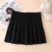 百褶裙女夏白色高腰短裙a字裙大码黑色半身裙子春秋小个子显瘦高 黑色+安全裤 XS 75-85斤
