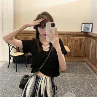 短款上衣服女装2021新款短袖t恤夏季设计感穿搭高腰甜辣妹风ins潮 黑色 S