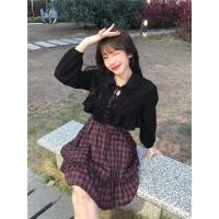 法式复古设计感小众格子吊带连衣裙女2021夏甜酷辣妹开衫两件套装 单件开衫 S