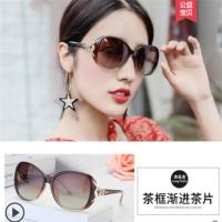 佰丽恩女士偏光太阳镜圆脸墨镜潮人明星款防紫外线眼镜2021新款 茶框渐进茶片 高清防紫外线
